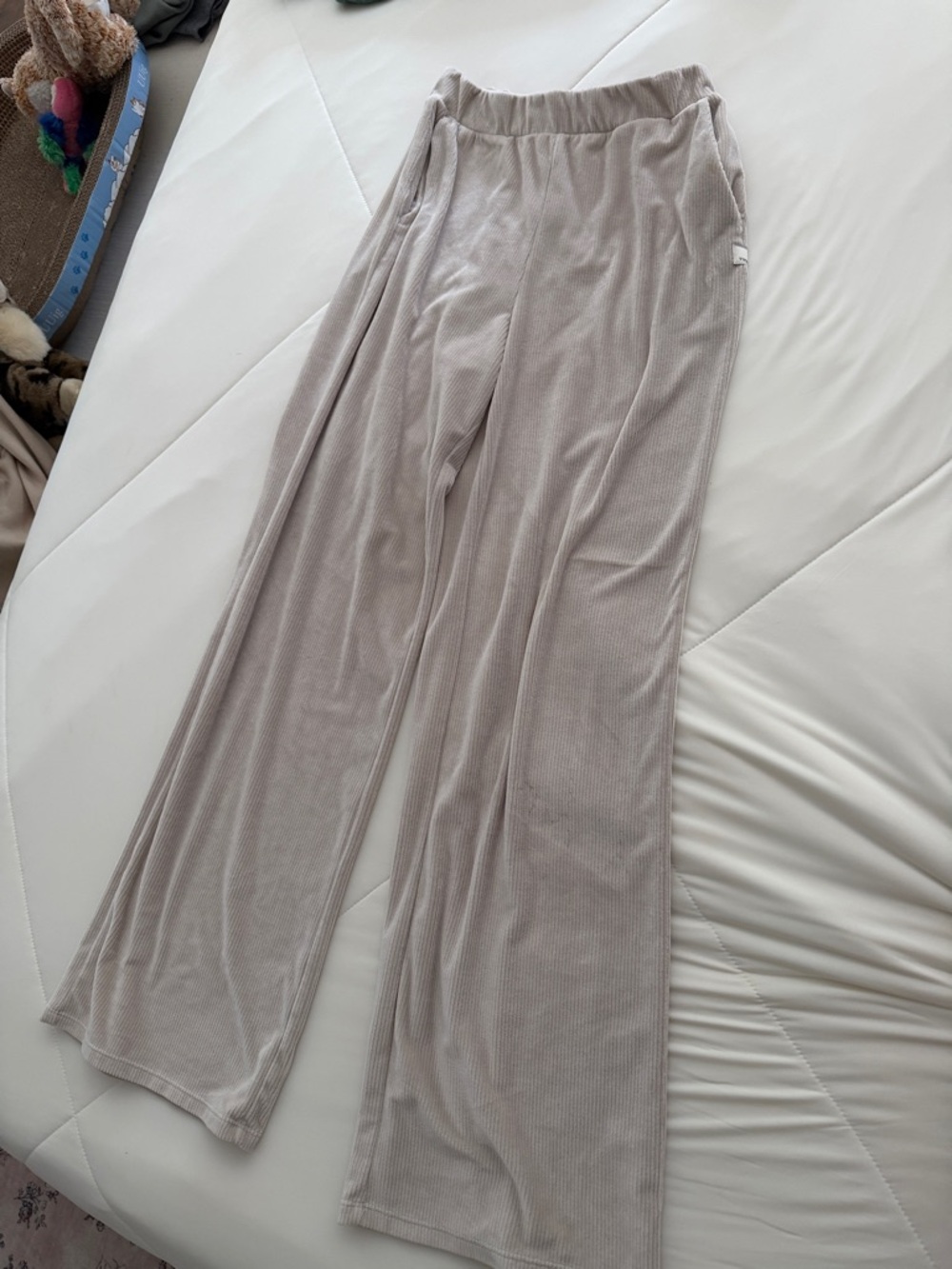 Vuori Haven Wide Leg Pants XS Beige Lounge Ribbed Pull On Comfort Minimal Soft